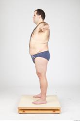 Whole Body Man White Underwear Overweight Studio photo references